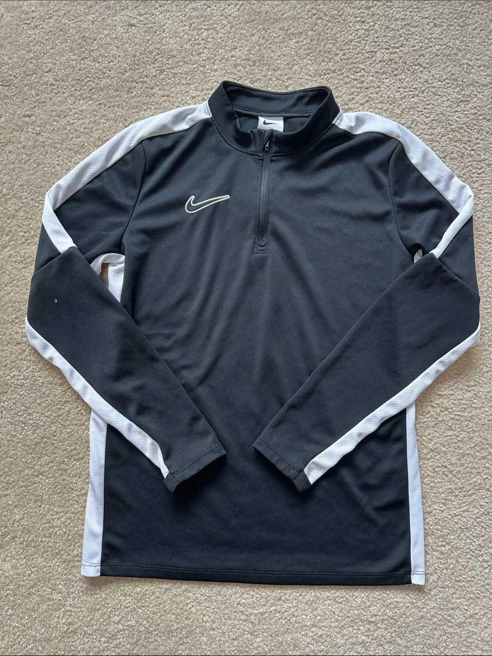 Nike Boys Black Performance Quarter-Zip with White Panels